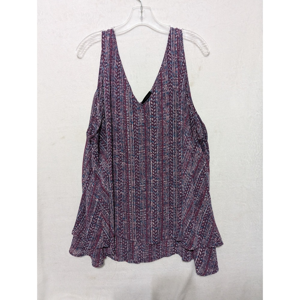 Lane Bryant Purple Geometric Print VNeck Tiered Sleeveless Tank Top Plus Size 28